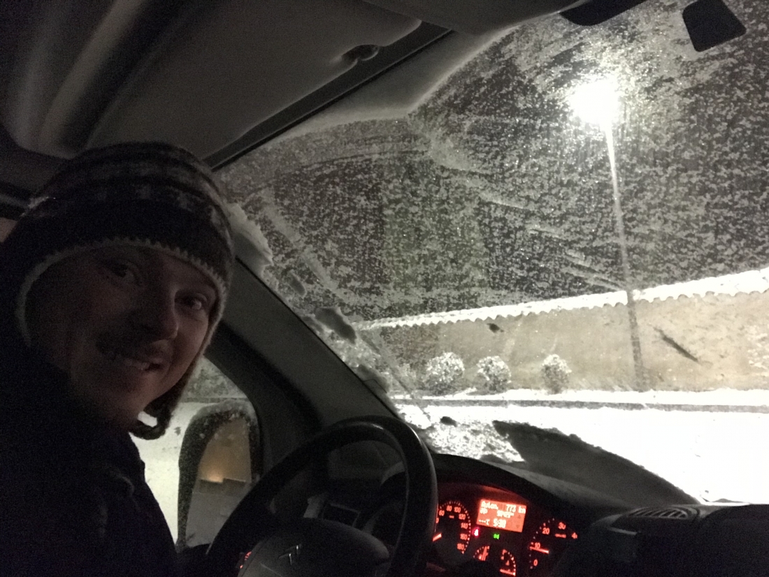  5h du matin, départ en spectacle sous la neige ! 